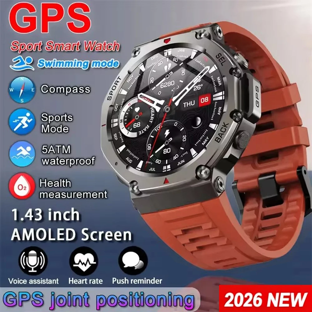 Japanese Lifestyle Called - Мужские умные часы с GPS, AMOLED-экраном,